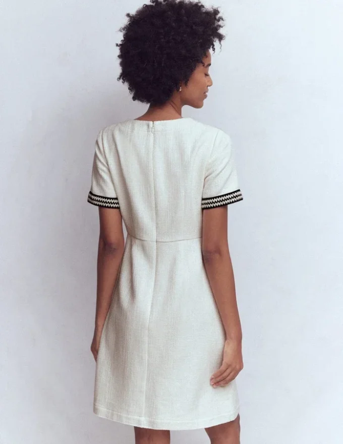 A-line Trim Short Dress Ivory A-line Trim Short Dress Ivory