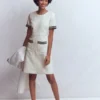 A-line Trim Short Dress Ivory A-line Trim Short Dress Ivory