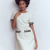 A-line Trim Short Dress Ivory A-line Trim Short Dress Ivory