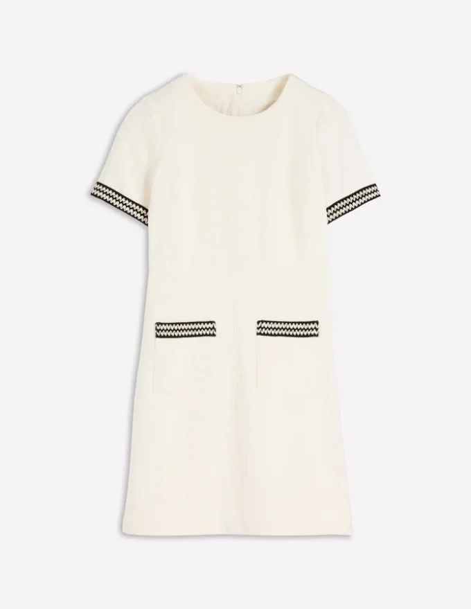 A-line Trim Short Dress Ivory A-line Trim Short Dress Ivory