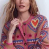 Abi Jacquard Cardigan Camel Melange, Hearts Abi Jacquard Cardigan Camel Melange, Hearts