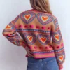 Abi Jacquard Cardigan Camel Melange, Hearts Abi Jacquard Cardigan Camel Melange, Hearts
