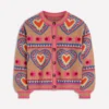 Abi Jacquard Cardigan Camel Melange, Hearts Abi Jacquard Cardigan Camel Melange, Hearts