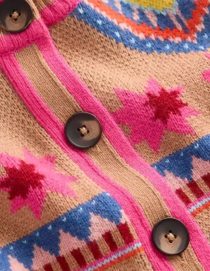 Abi Jacquard Cardigan Camel Melange, Hearts Abi Jacquard Cardigan Camel Melange, Hearts