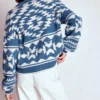 Abi Jacquard Cardigan Denim Blue Aztec Abi Jacquard Cardigan Denim Blue Aztec