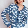 Abi Jacquard Cardigan Denim Blue Aztec Abi Jacquard Cardigan Denim Blue Aztec