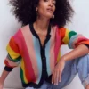 Abi Jacquard Cardigan Multi Rainbow Abi Jacquard Cardigan Multi Rainbow