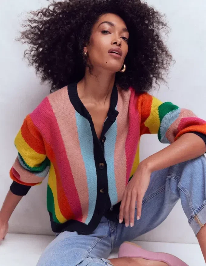 Abi Jacquard Cardigan Multi Rainbow Abi Jacquard Cardigan Multi Rainbow