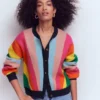 Abi Jacquard Cardigan Multi Rainbow Abi Jacquard Cardigan Multi Rainbow
