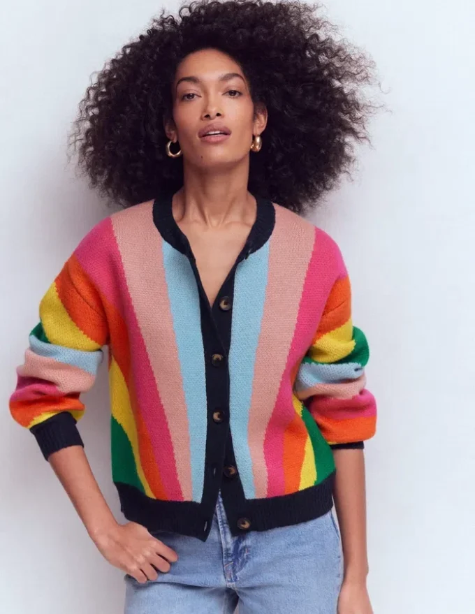 Abi Jacquard Cardigan Multi Rainbow Abi Jacquard Cardigan Multi Rainbow