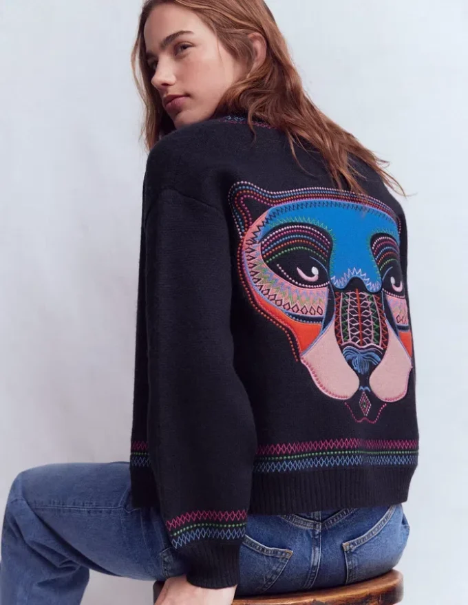 Abi Jacquard Cardigan Navy, Tiger