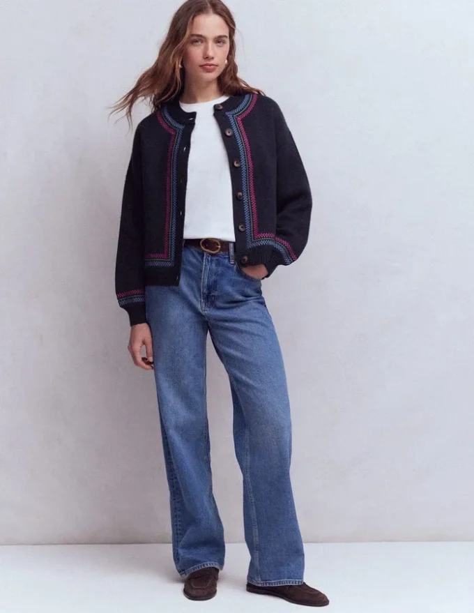 Abi Jacquard Cardigan Navy, Tiger
