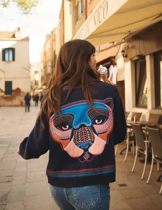 Abi Jacquard Cardigan Navy, Tiger