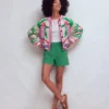Abi Jacquard Cardigan Warm Ivory, Palm Tree Birds
