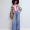 Abi Jacquard Cardigan Warm Ivory, Palm Tree Birds
