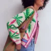 Abi Jacquard Cardigan Warm Ivory, Palm Tree Birds
