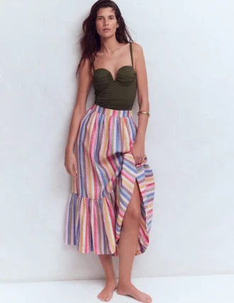 Abigail Linen Maxi Skirt Multi Stripe