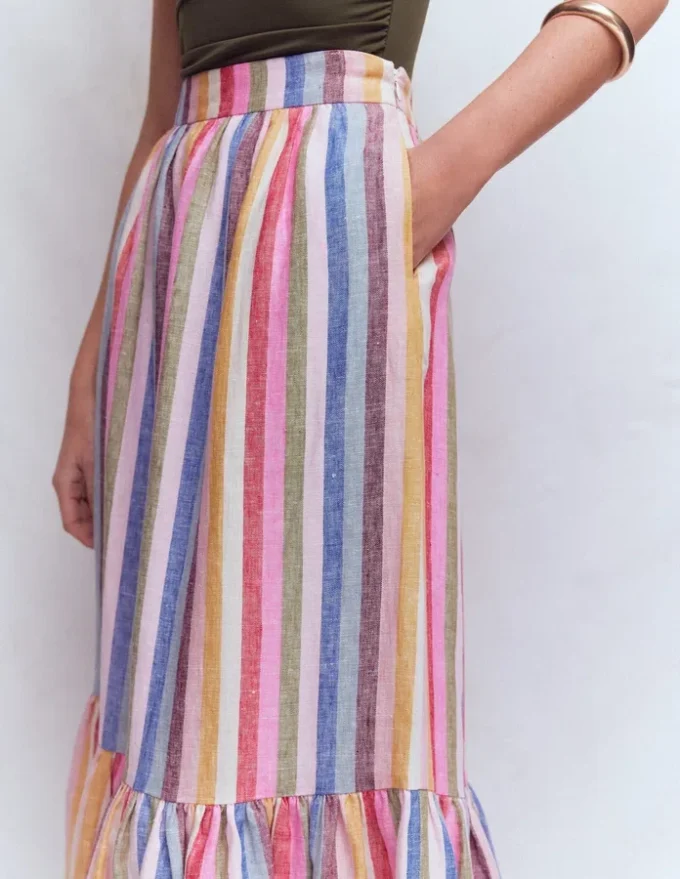 Abigail Linen Maxi Skirt Multi Stripe
