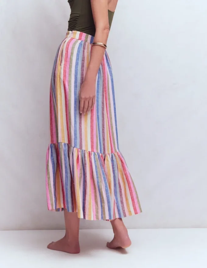 Abigail Linen Maxi Skirt Multi Stripe