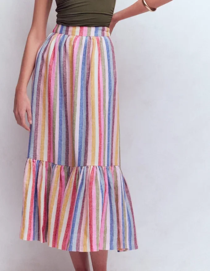 Abigail Linen Maxi Skirt Multi Stripe