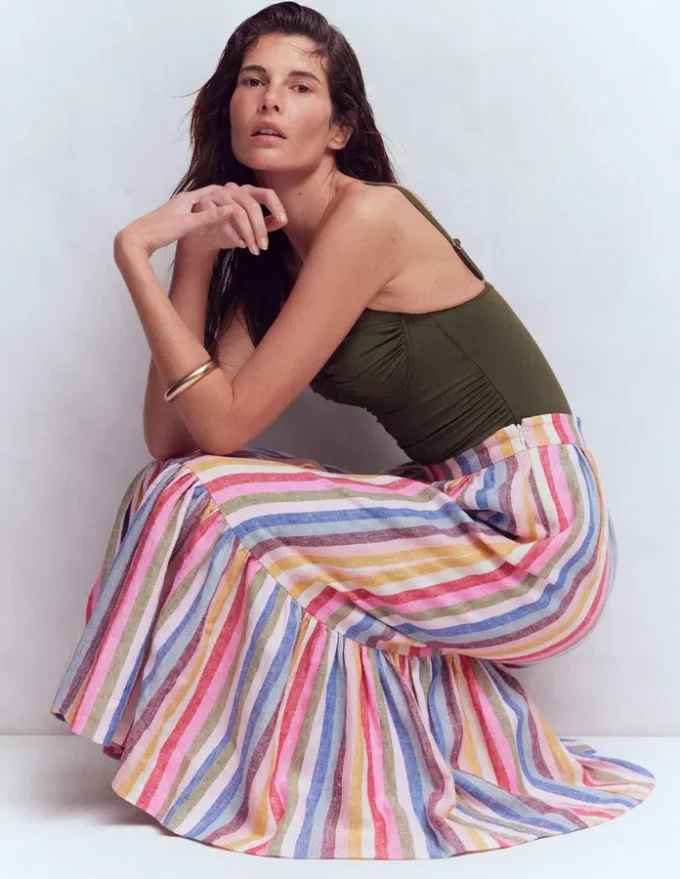 Abigail Linen Maxi Skirt Multi Stripe