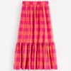 Abigail Linen Maxi Skirt Zesty Orange, Pink Gingham