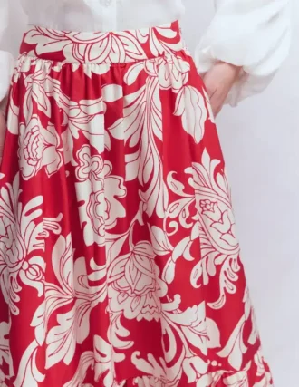 Abigail Poplin Maxi Skirt Botanical Flourish