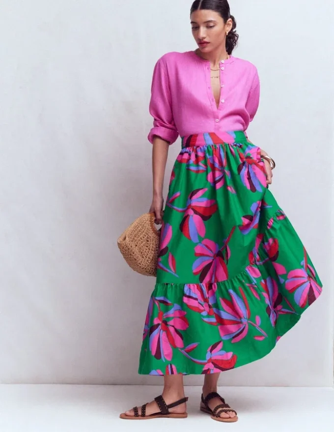 Abigail Poplin Maxi Skirt Green, Daisy Cascade Abigail Poplin Maxi Skirt Green, Daisy Cascade