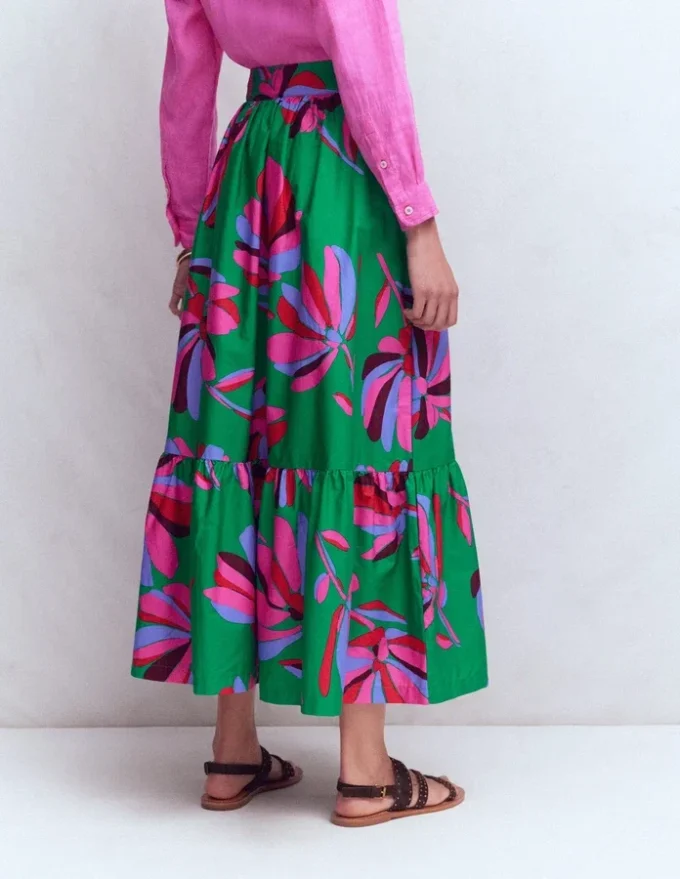 Abigail Poplin Maxi Skirt Green, Daisy Cascade Abigail Poplin Maxi Skirt Green, Daisy Cascade