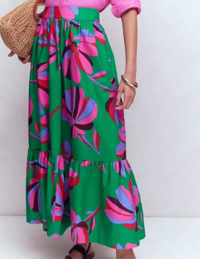 Abigail Poplin Maxi Skirt Green, Daisy Cascade Abigail Poplin Maxi Skirt Green, Daisy Cascade
