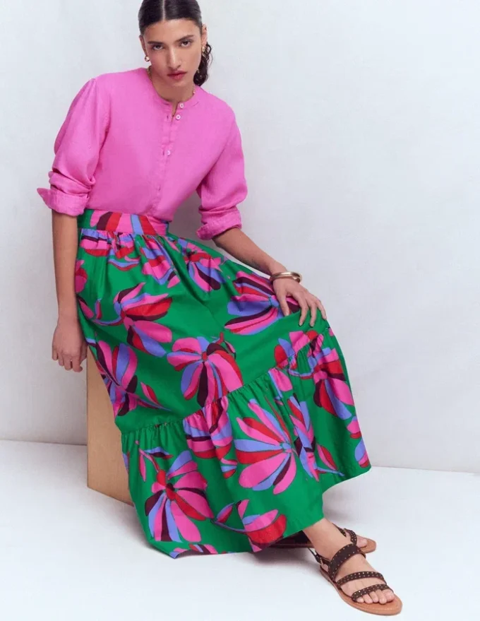 Abigail Poplin Maxi Skirt Green, Daisy Cascade Abigail Poplin Maxi Skirt Green, Daisy Cascade