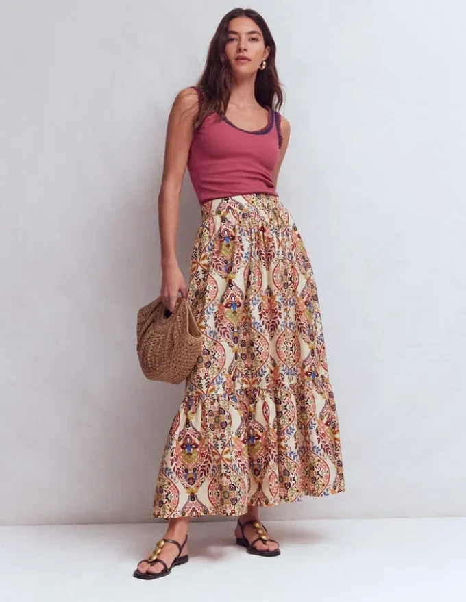 Abigail Poplin Maxi Skirt Multi, Enchanted Gardenia Abigail Poplin Maxi Skirt Multi, Enchanted Gardenia