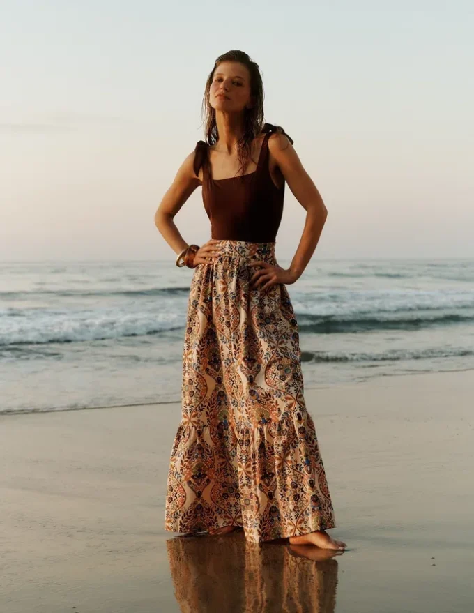 Abigail Poplin Maxi Skirt Multi, Enchanted Gardenia Abigail Poplin Maxi Skirt Multi, Enchanted Gardenia