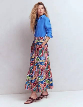 Abigail Poplin Maxi Skirt Multi, Enchanted Paisley