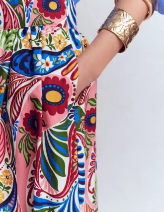 Abigail Poplin Maxi Skirt Multi, Enchanted Paisley