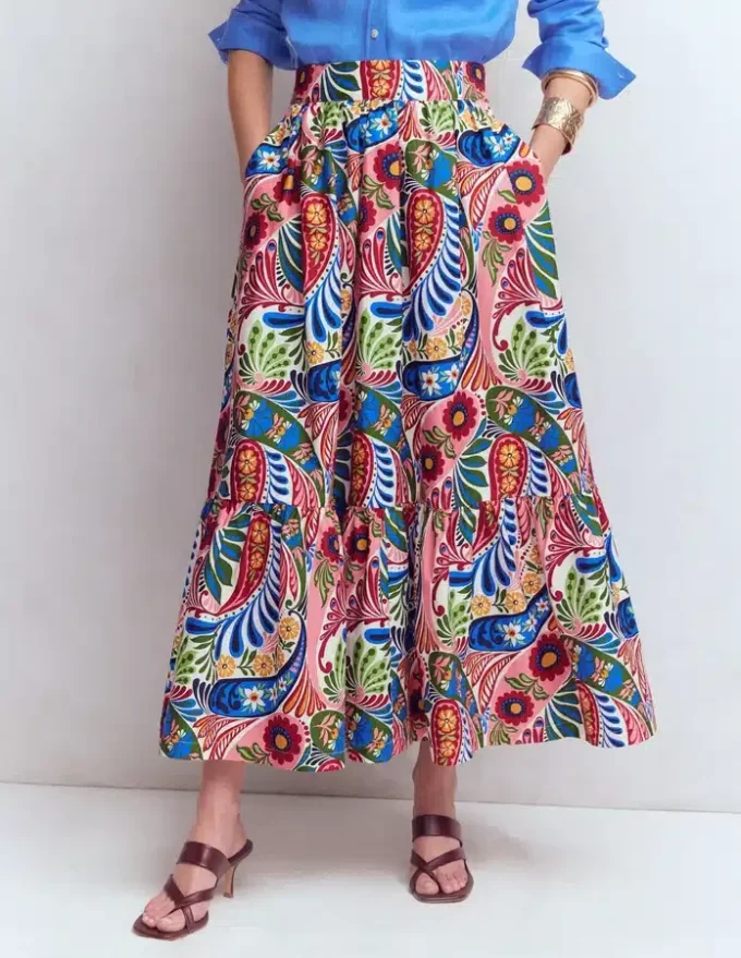 Abigail Poplin Maxi Skirt Multi, Enchanted Paisley Abigail Poplin Maxi Skirt Multi, Enchanted Paisley