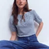 Ada Broderie Mix Top French Blue