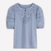 Ada Broderie Mix Top French Blue