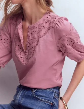 Ada Broderie Mix Top Lilas