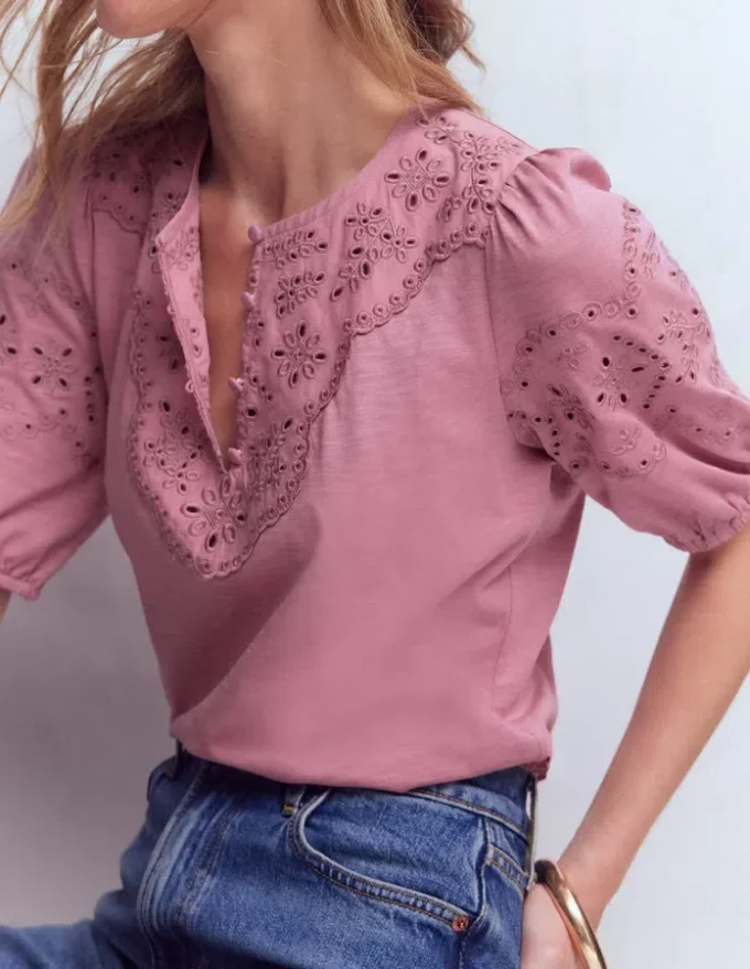 Ada Broderie Mix Top Lilas Ada Broderie Mix Top Lilas