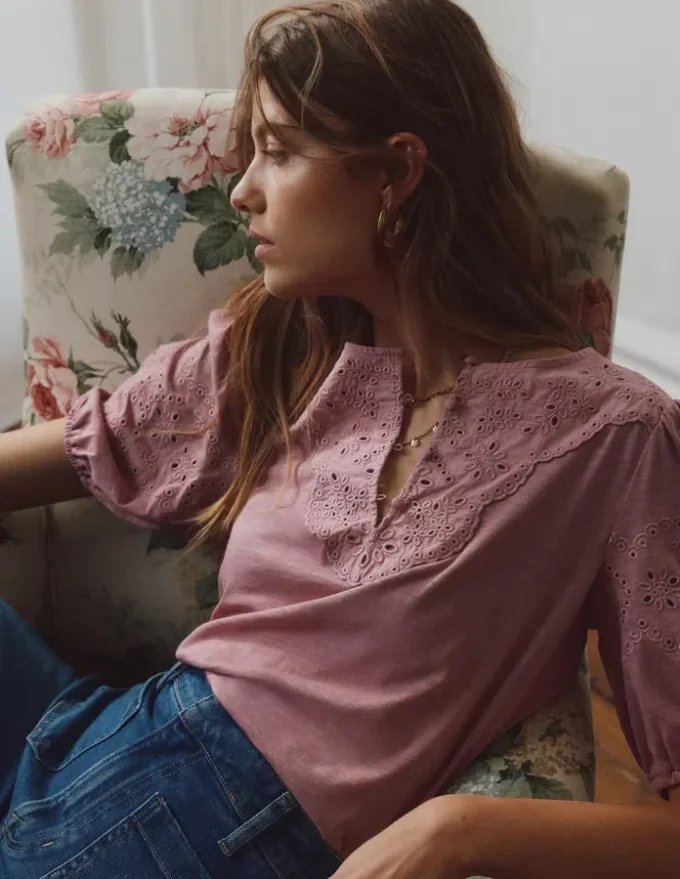Ada Broderie Mix Top Lilas Ada Broderie Mix Top Lilas