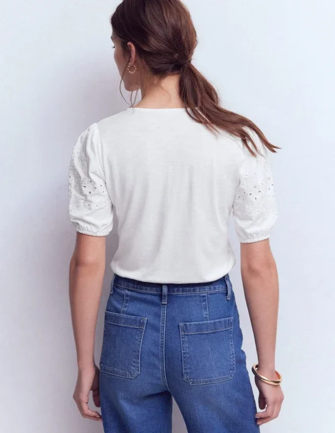 Ada Broderie Mix Top White Ada Broderie Mix Top White