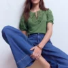 Ada Broderie Mix Top Willow Green Ada Broderie Mix Top Willow Green