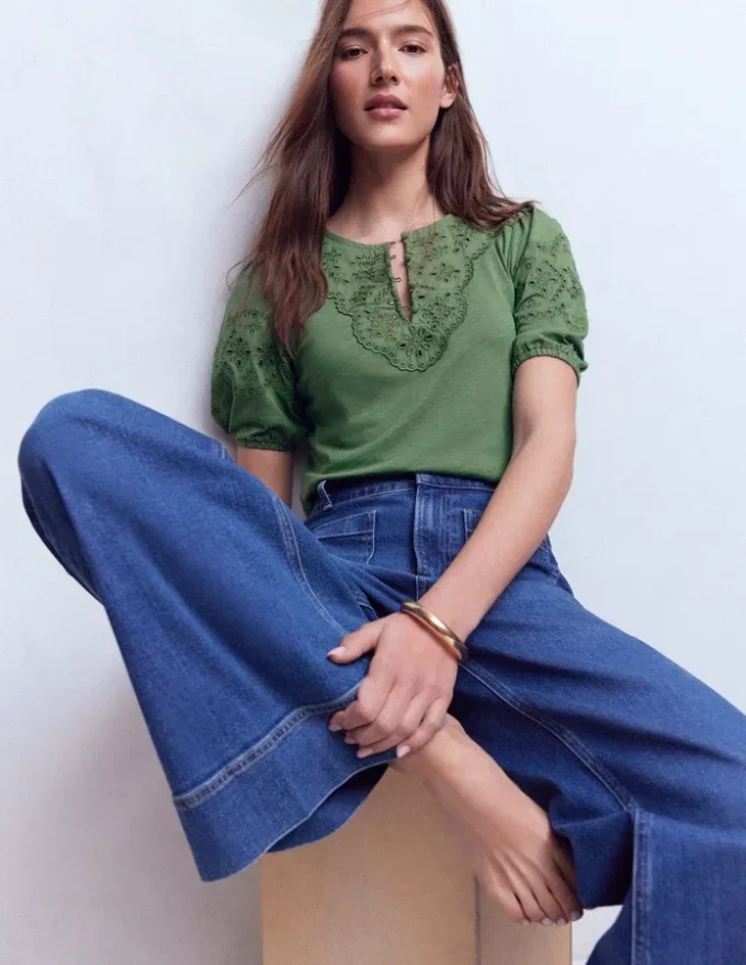 Ada Broderie Mix Top Willow Green Ada Broderie Mix Top Willow Green
