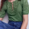 Ada Broderie Mix Top Willow Green Ada Broderie Mix Top Willow Green
