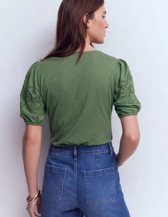 Ada Broderie Mix Top Willow Green Ada Broderie Mix Top Willow Green