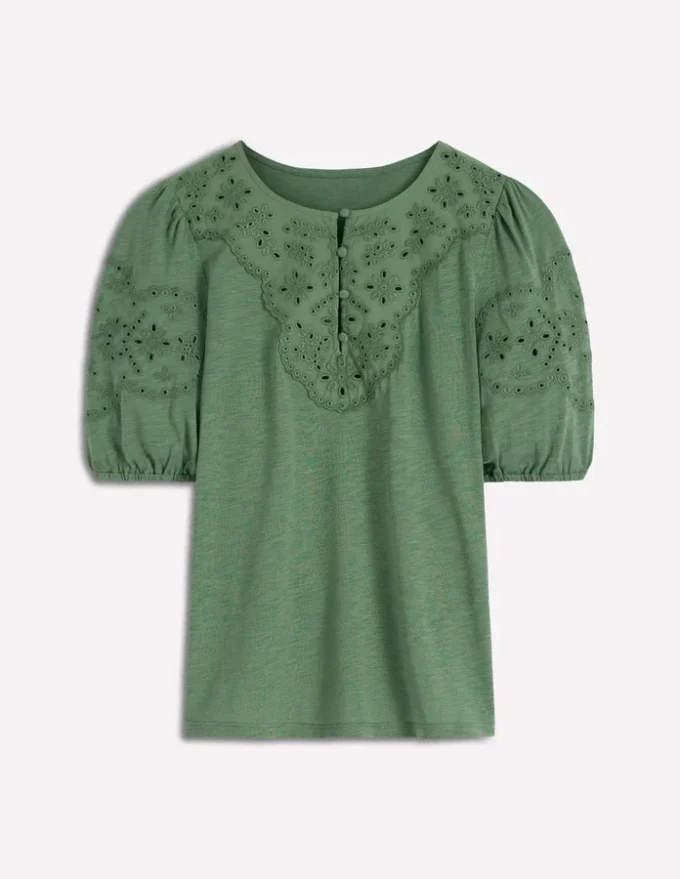Ada Broderie Mix Top Willow Green Ada Broderie Mix Top Willow Green