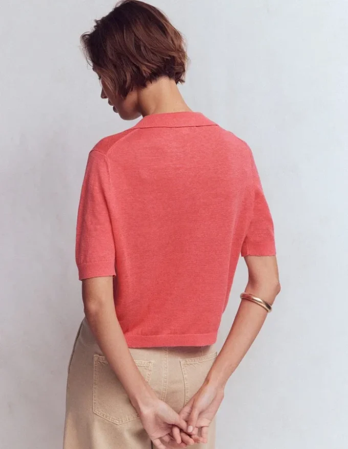 Agnes Collar Linen Cardigan Coral Agnes Collar Linen Cardigan Coral