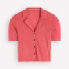 Agnes Collar Linen Cardigan Coral Agnes Collar Linen Cardigan Coral
