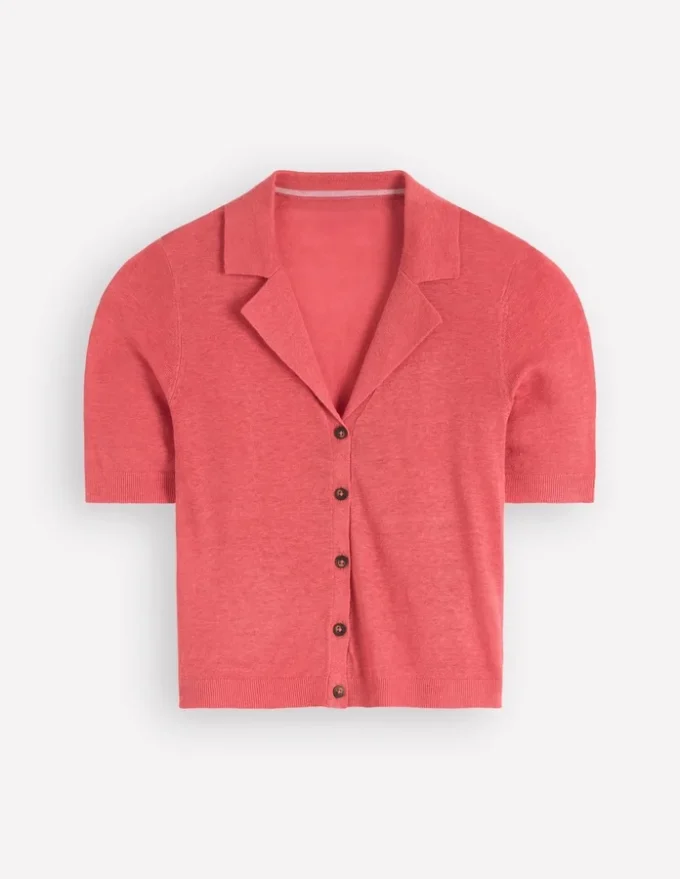 Agnes Collar Linen Cardigan Coral Agnes Collar Linen Cardigan Coral